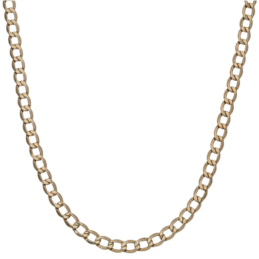 9ct gold curb chain necklace, interlocking oval links, 20 in