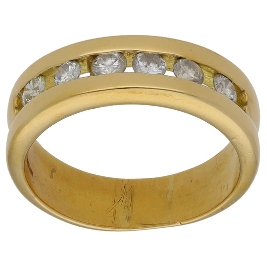 18ct Gold 0.54ct Diamond Half Eternity Ring Size P