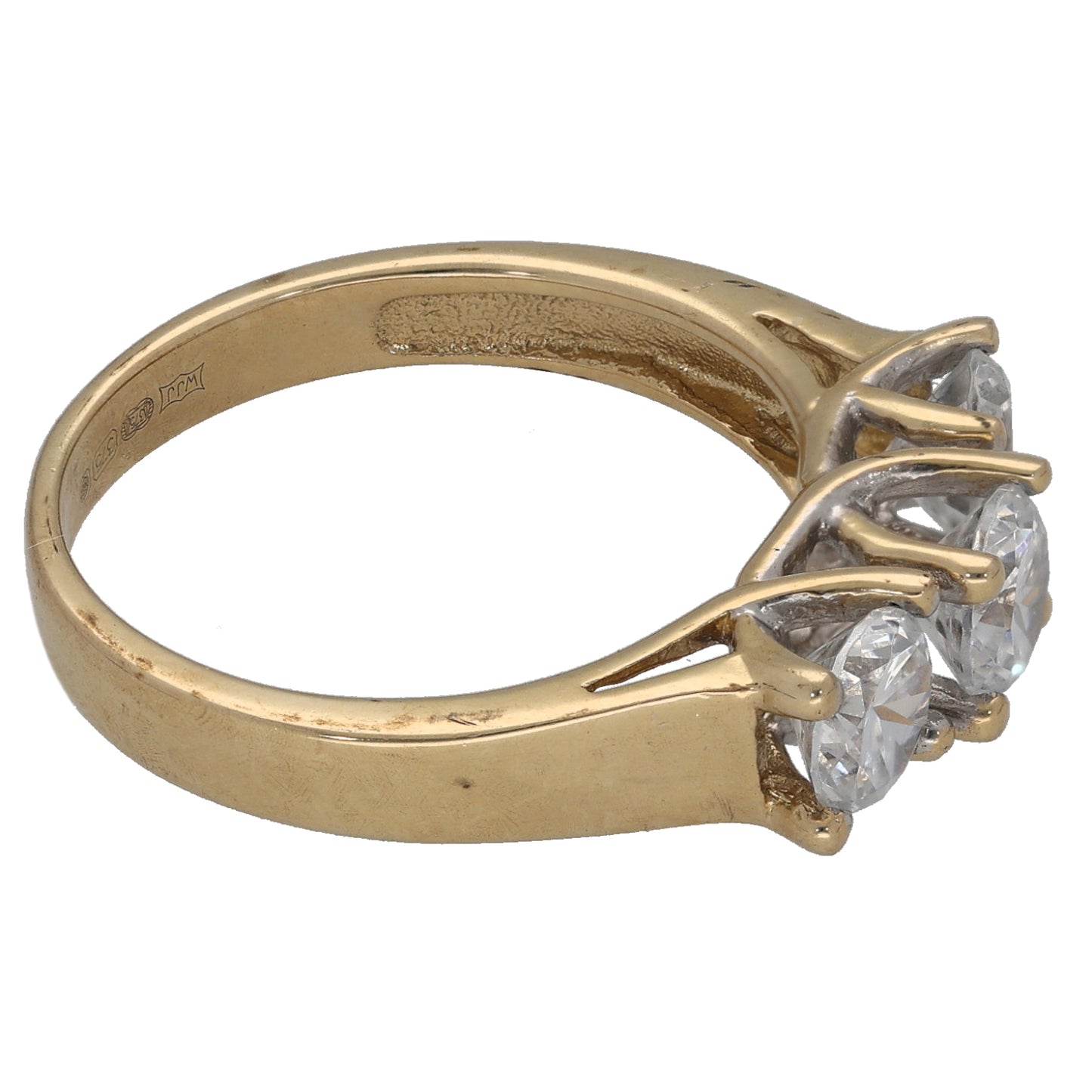 9ct Gold Cubic Zirconia Three Stone Ring Size O