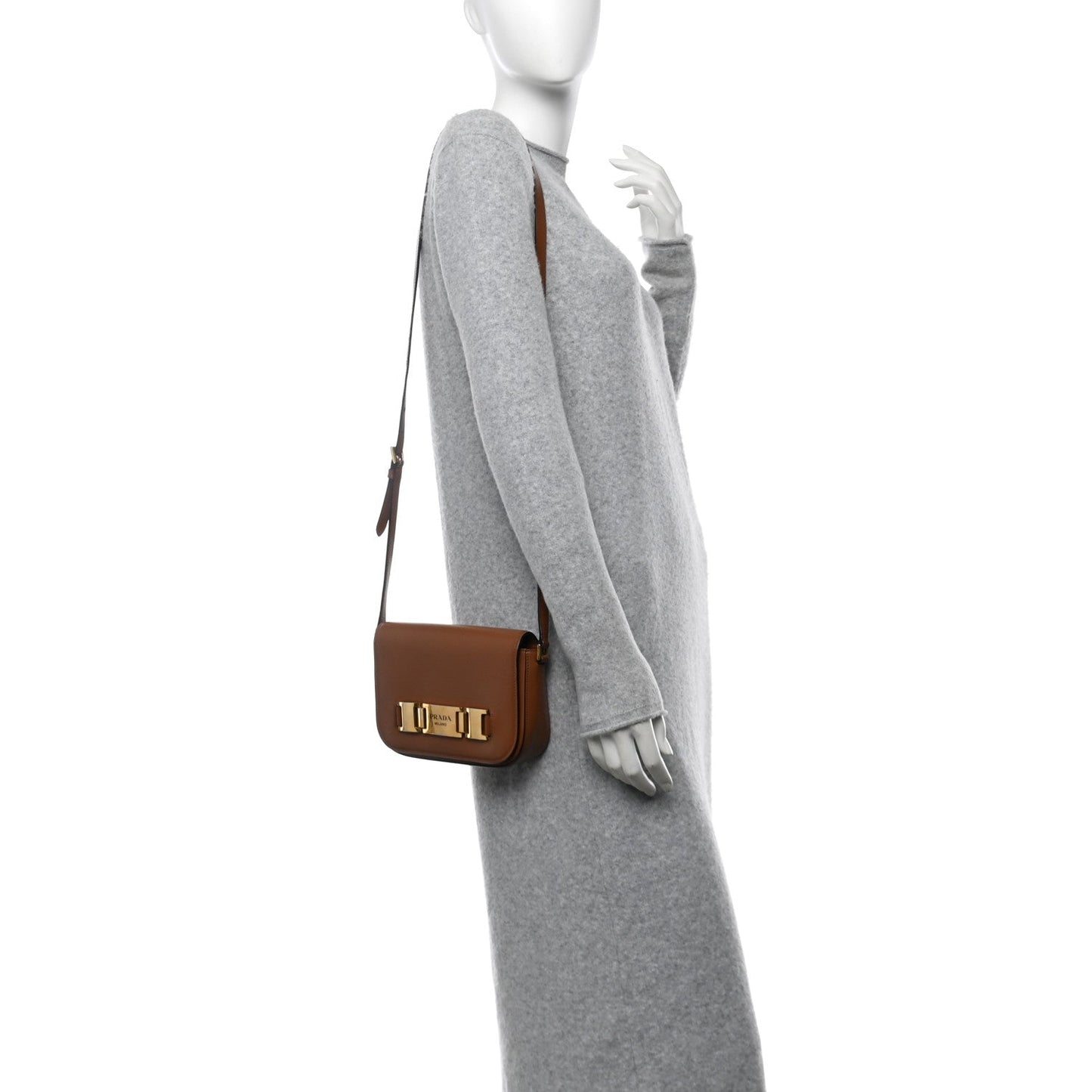 Prada Corsaire City Calf Leather Bag - Cognac