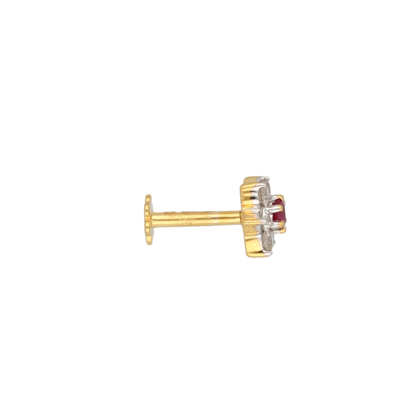 18ct Gold Diamond & Ruby Nose Stud