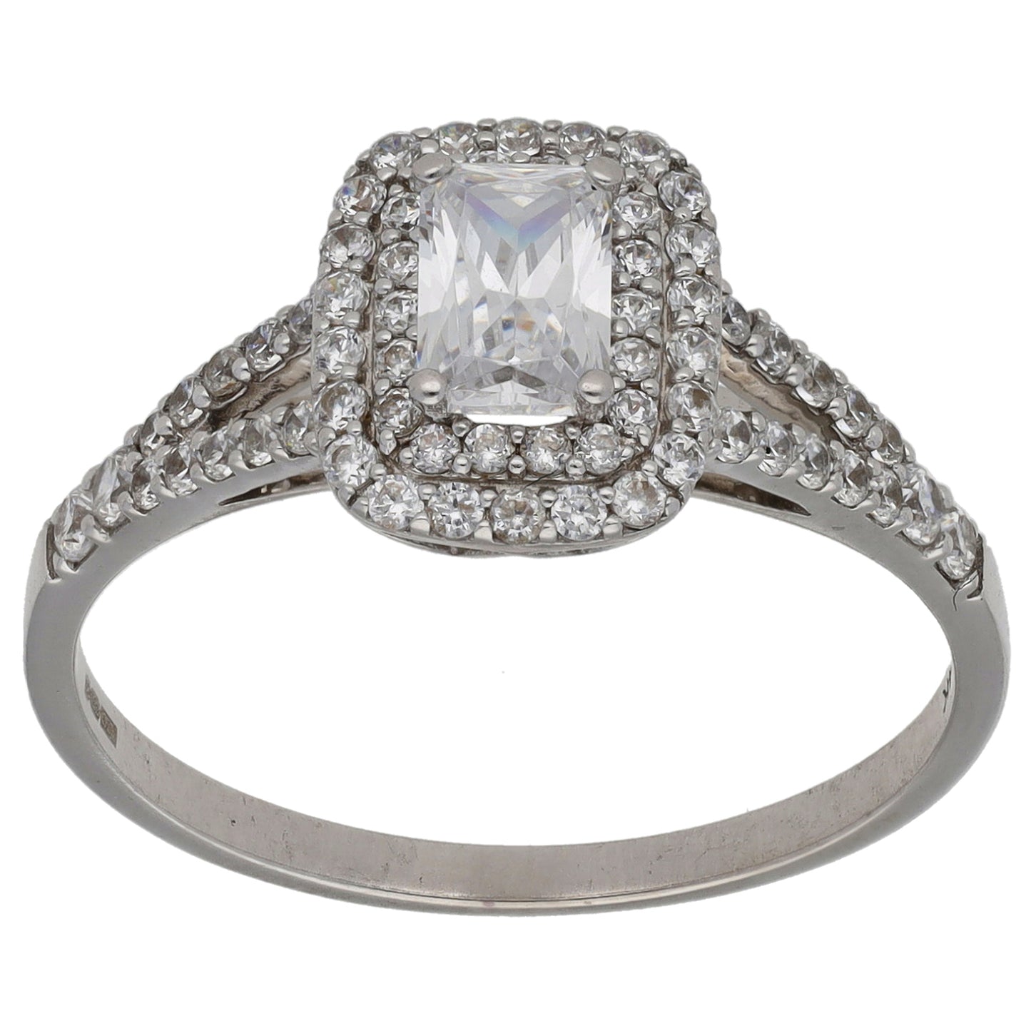 9ct White Gold Cubic Zirconia Dress/Cocktail Ring Size S