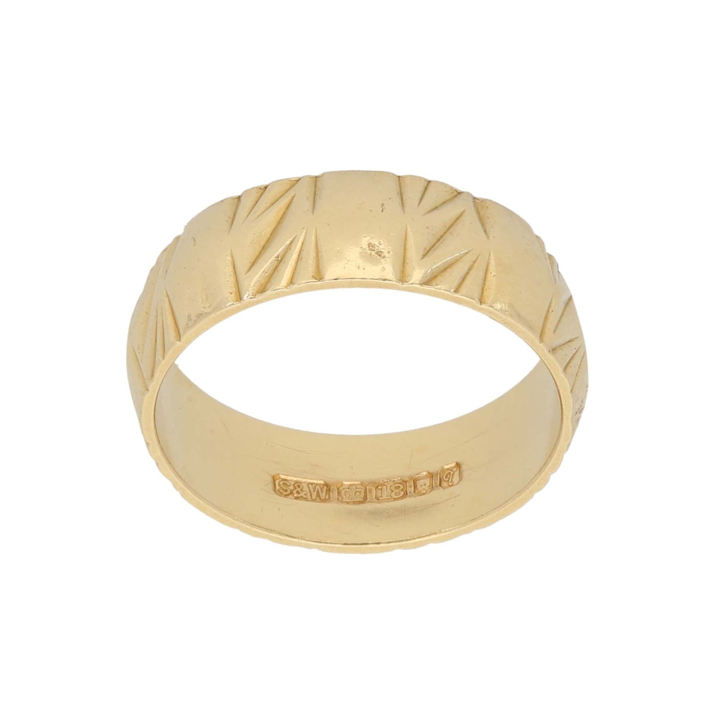 18ct Gold Ladies Patterned Wedding Ring Size M