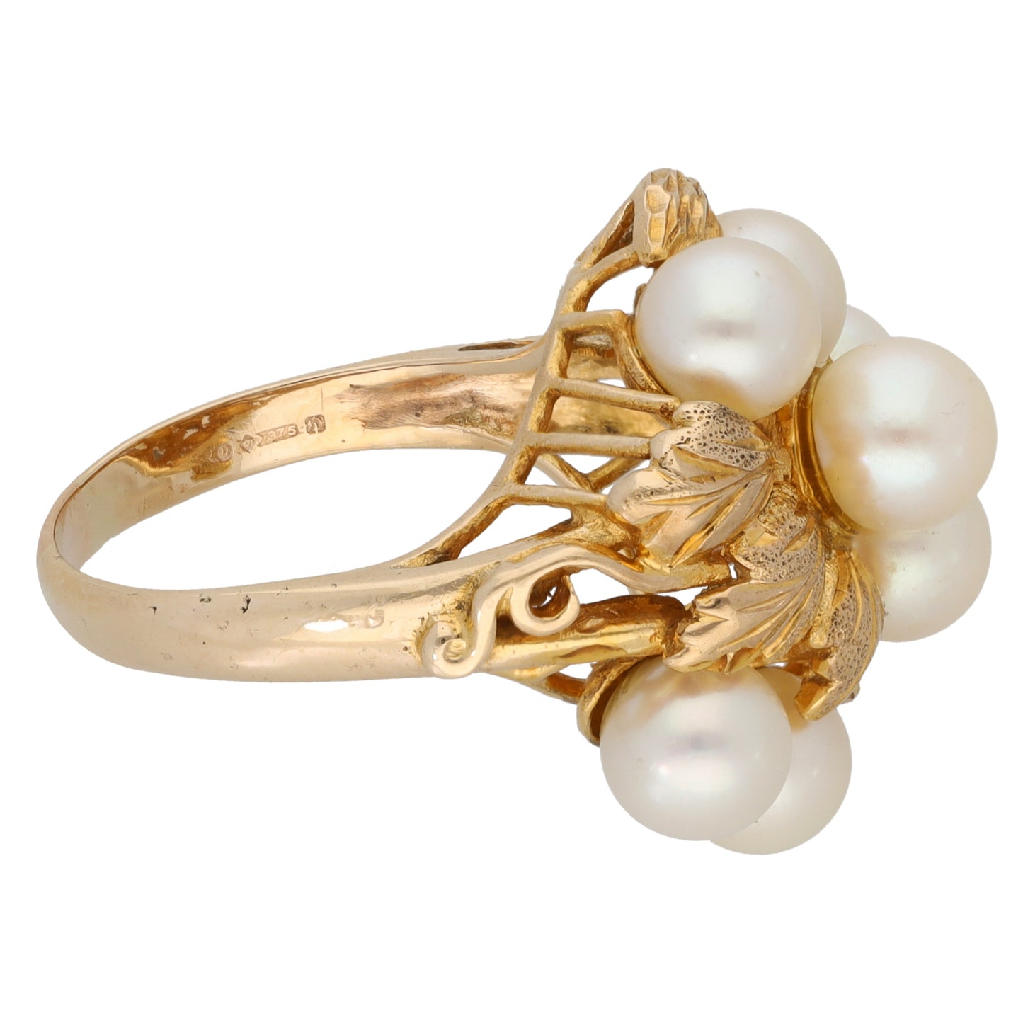 9ct Gold Cultured Pearl Alternative Ring Size M