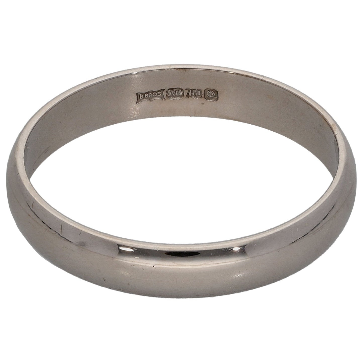 18ct White Gold Plain Wedding Ring Size O