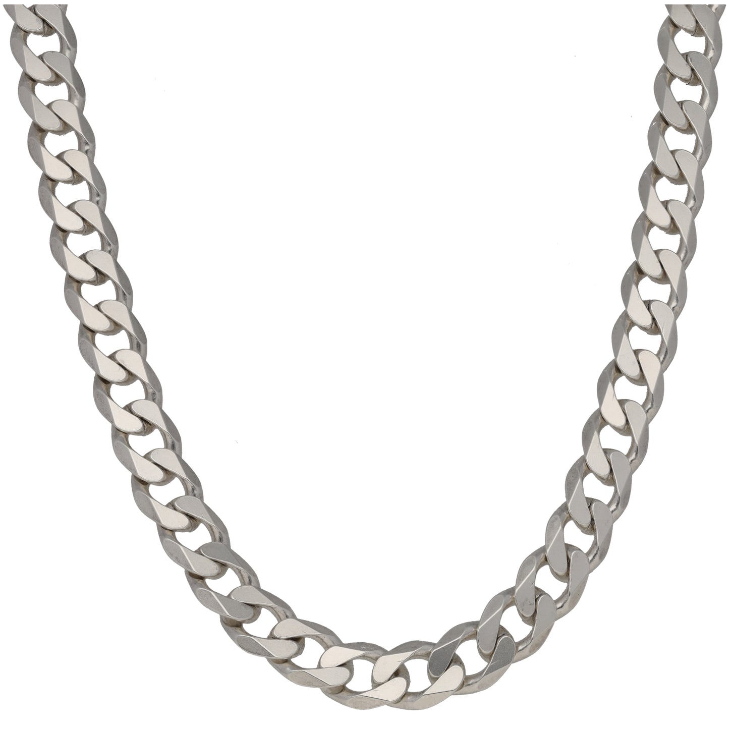 Sterling silver curb chain necklace with chunky box links, 20 in length