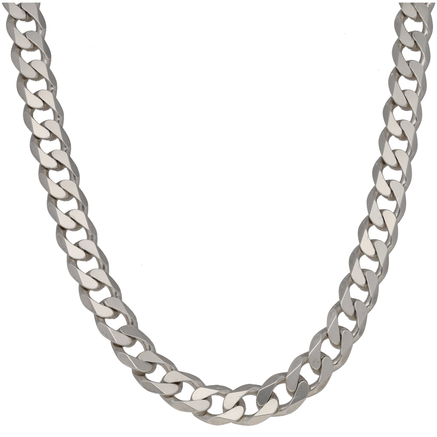 Sterling silver curb chain necklace with chunky box links, 20 in length