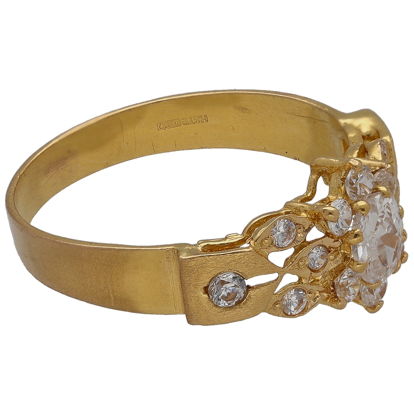 22ct Gold Cubic Zirconia Cluster Ring Size P