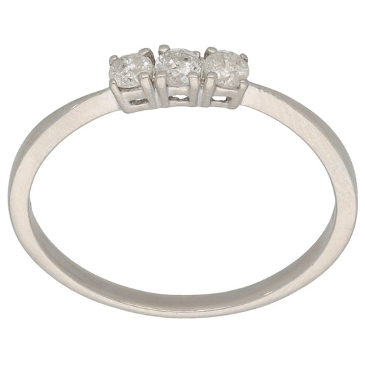 Platinum 0.21ct Round Diamond Trilogy Ring Size Q