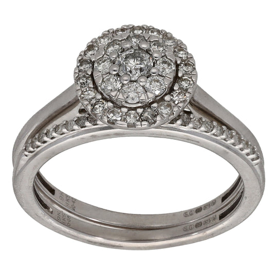 9ct White Gold 0.42ct Diamond Ring Set Size N