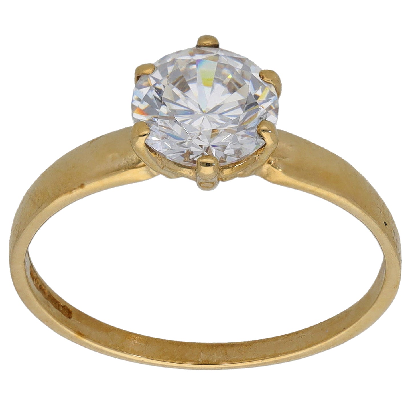 9ct Gold Cubic Zirconia Single Stone Ring Size O