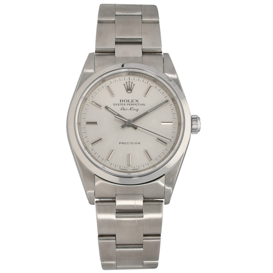 Stainless steel Rolex Air King 14000 wristwatch with champagne dial and integrated bracelet