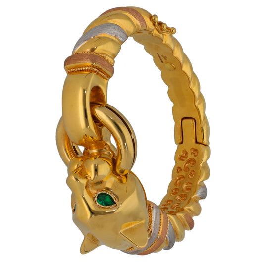 14ct Gold Imitation Gems Hinged/Clasp Bangle