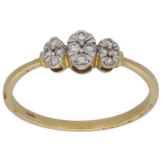 9ct Gold 0.16ct Diamond Dress/Cocktail Ring Size R