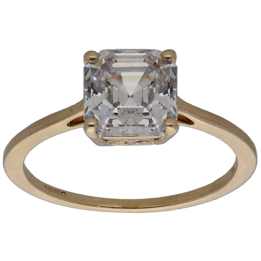 9ct Gold Cubic Zirconia Single Stone Ring Size R