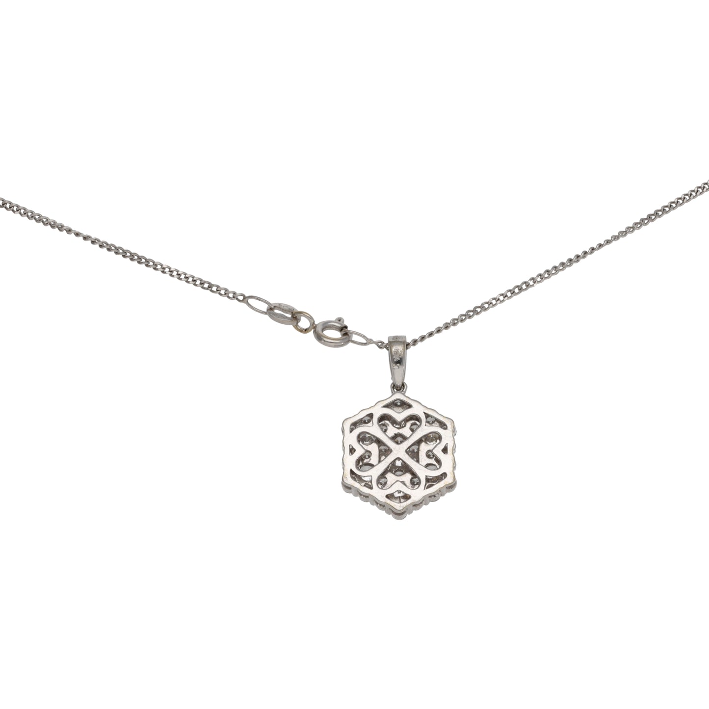 18ct White Gold 1.39ct Diamond Cluster Pendant With Chain