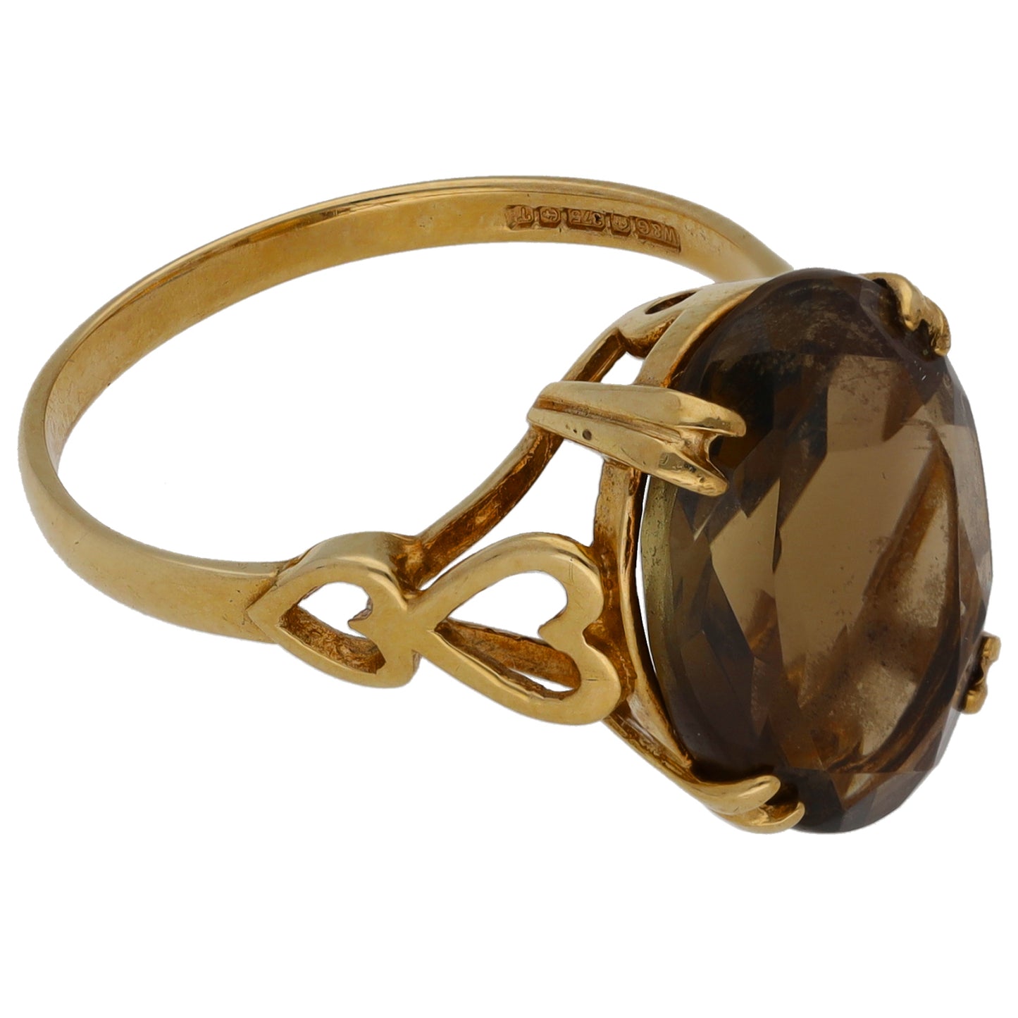 9ct Gold Smoky Quartz Single Stone Ring Size N