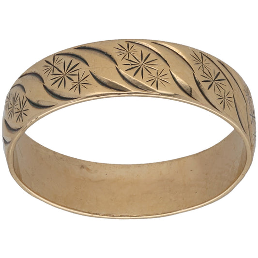9ct Gold Patterned Wedding Ring Size M
