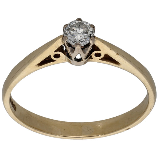 9ct Gold 0.15ct Diamond Solitaire Ring Size M