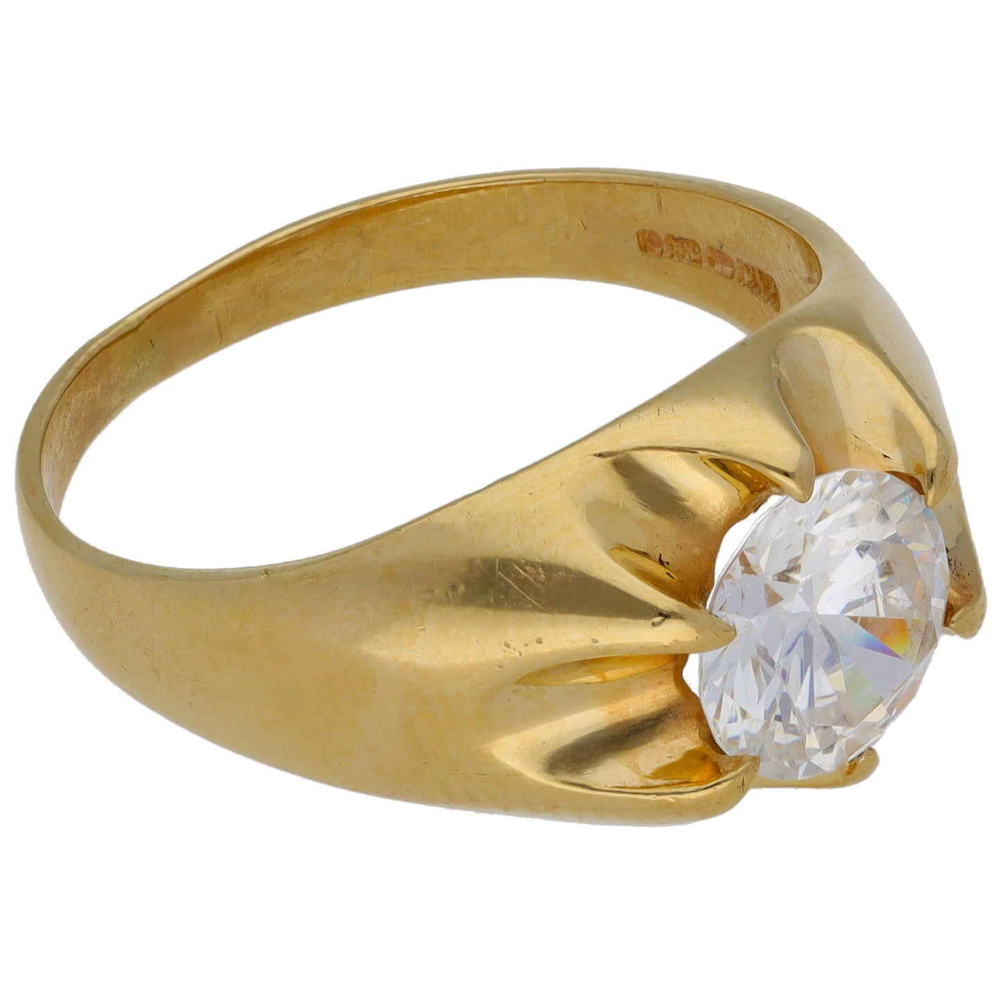 14ct Gold Cubic Zirconia Single Stone Ring Size Q
