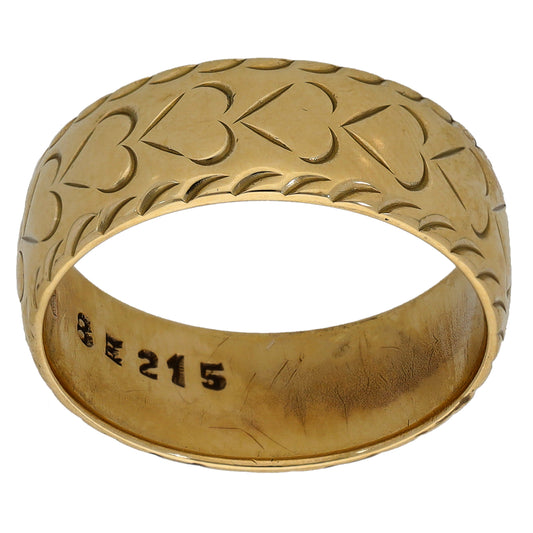 9ct Gold Patterned Wedding Ring Size O