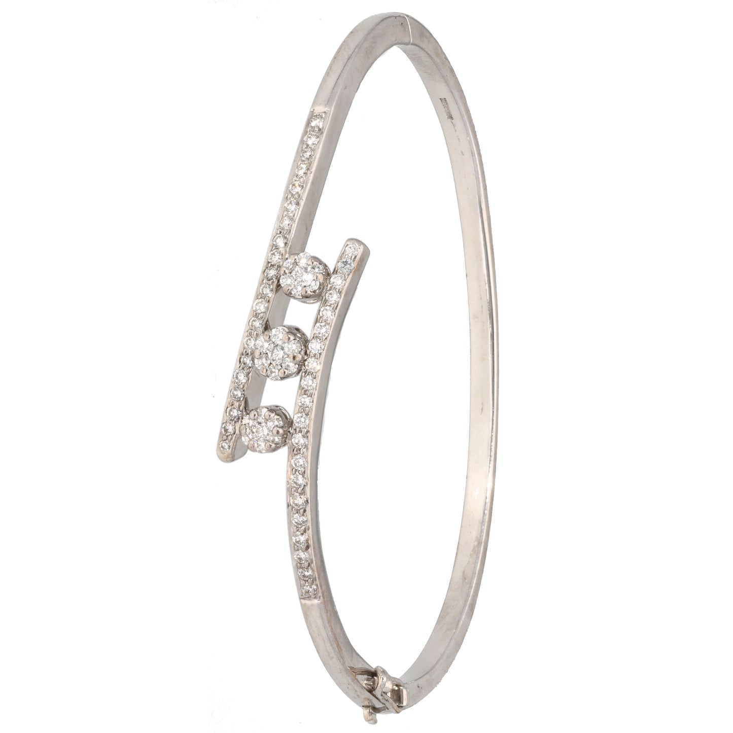 18ct White Gold 0.66ct Diamond Hinged/Clasp Bangle