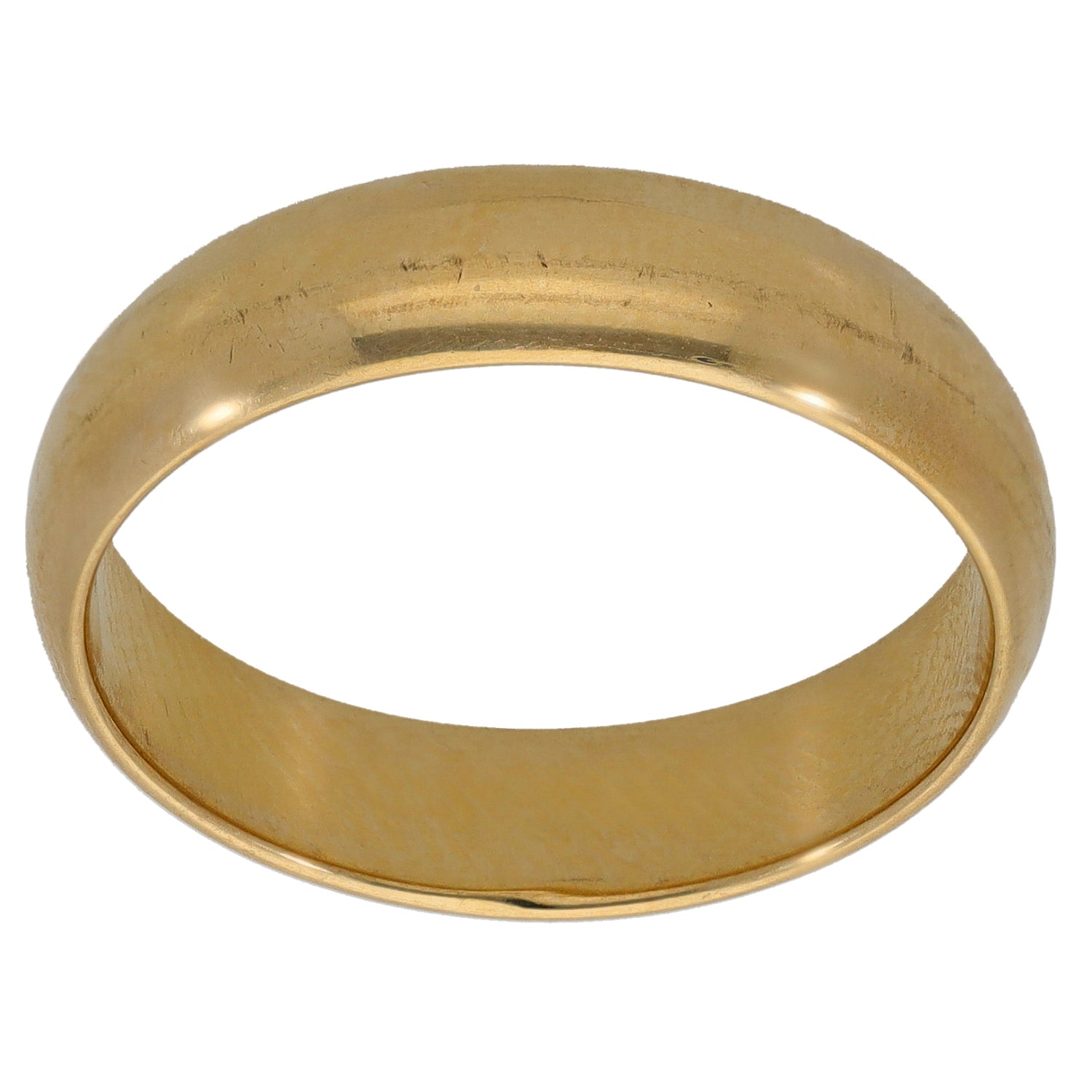 Plain gold wedding band ring, inside edge and smooth flat finish
