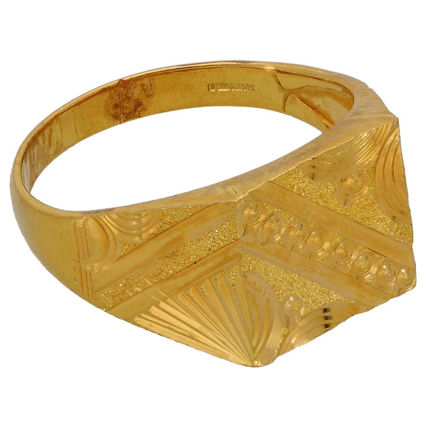 22ct Gold Patterned Signet Ring Size T