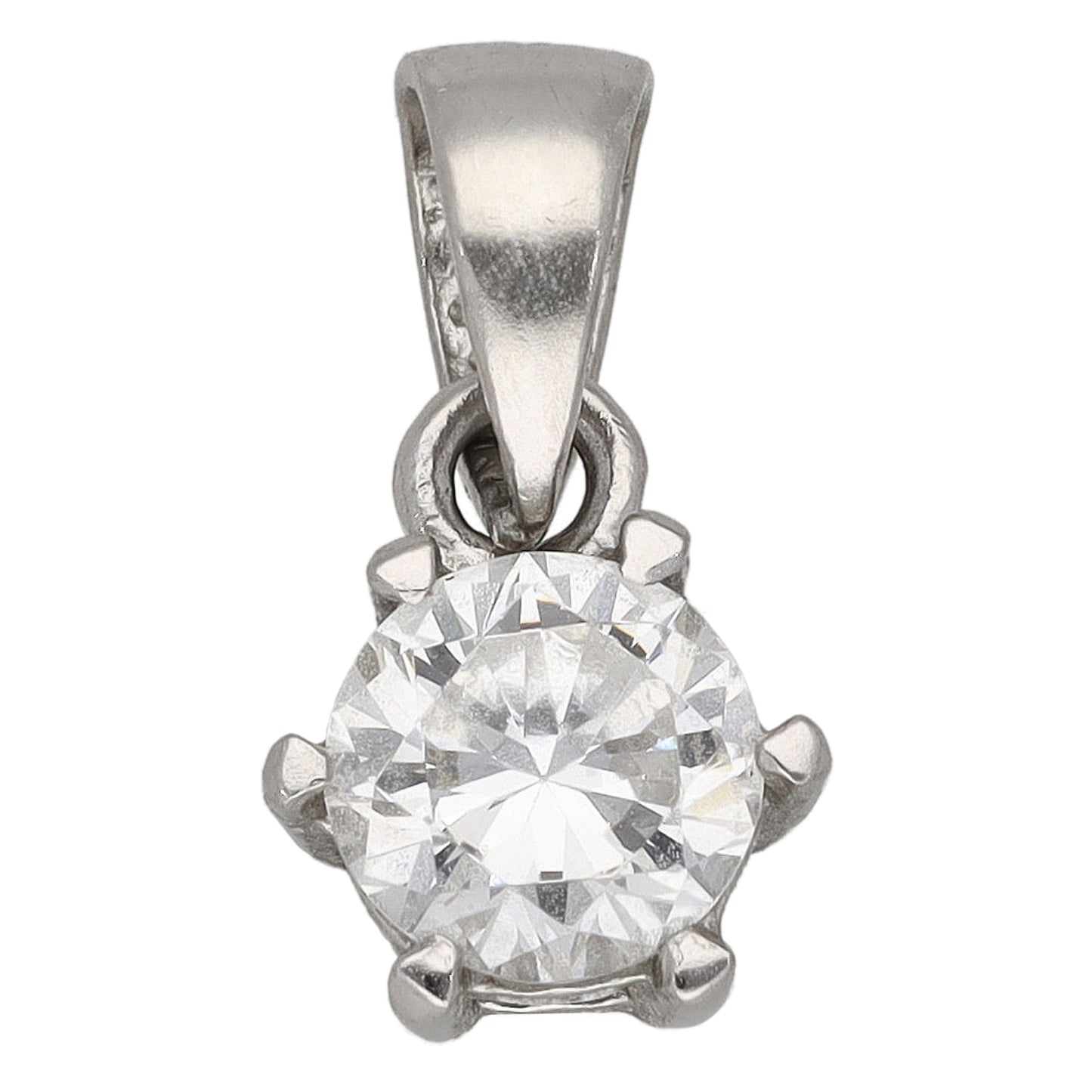 Platinum Cubic Zirconia Single Stone Pendant