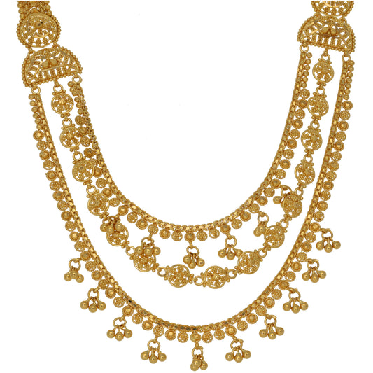 New 22ct Gold Fancy 3 Row Necklace 20"