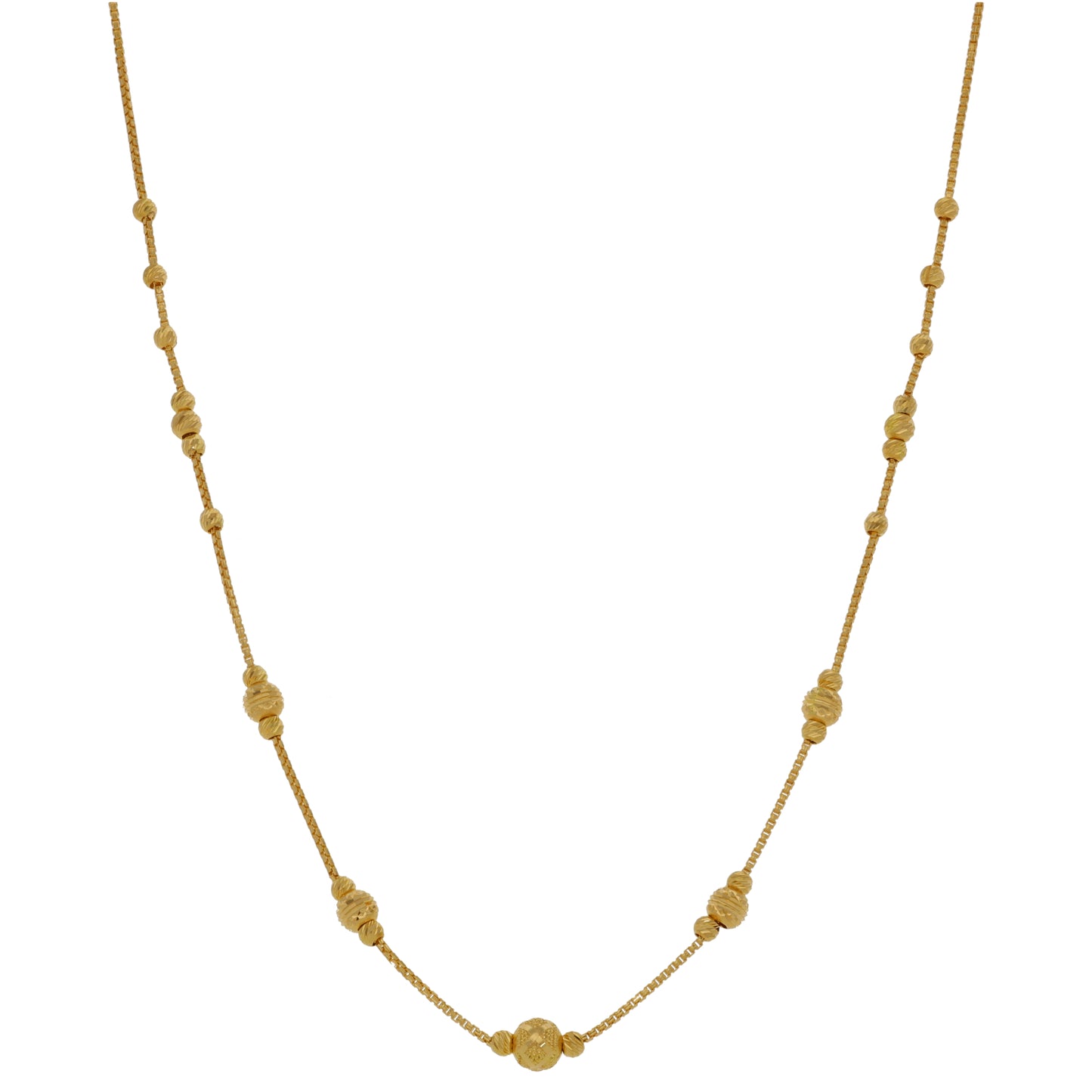 New 22ct Gold Bead Necklace 18"