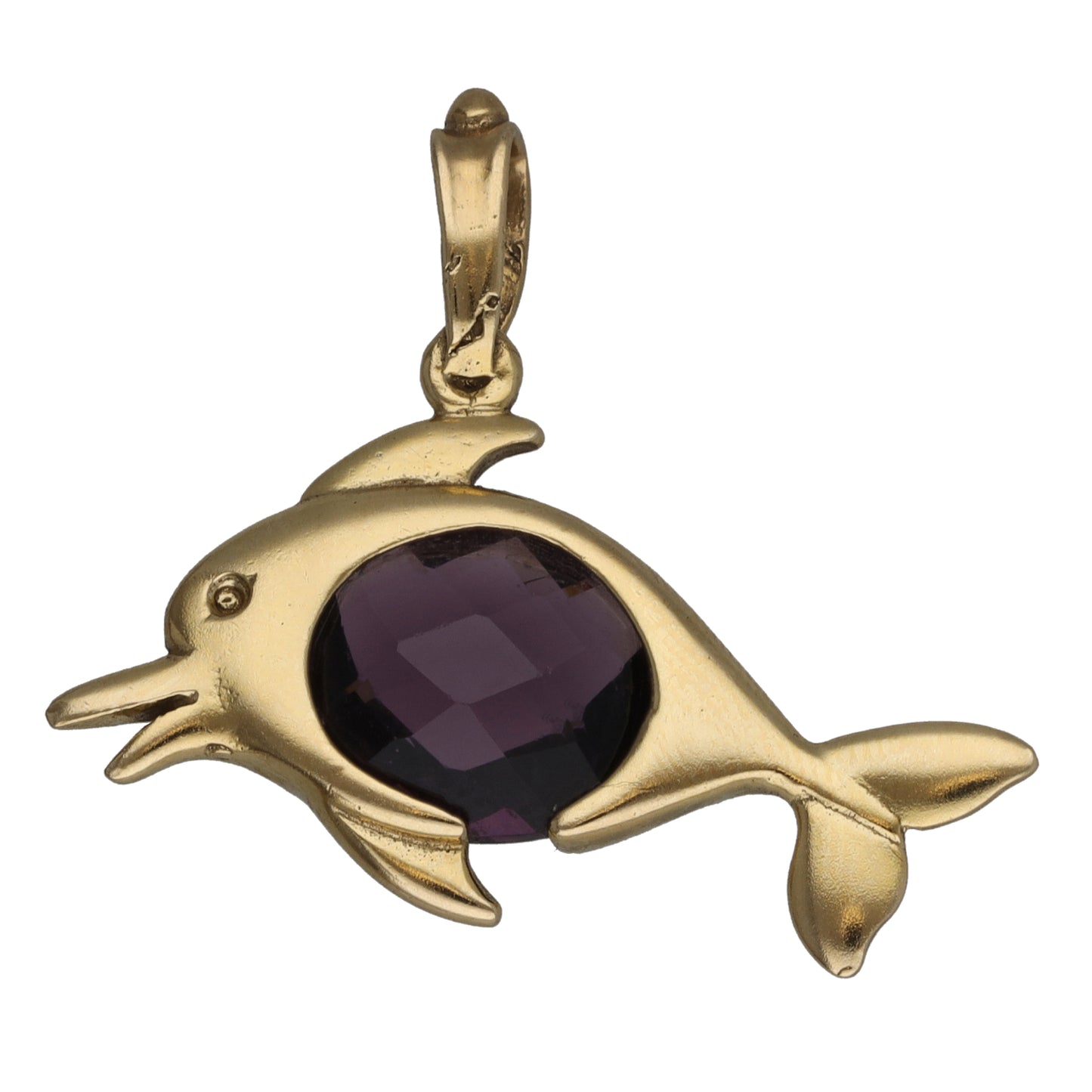 9ct Gold Garnet Dolphin Pendant