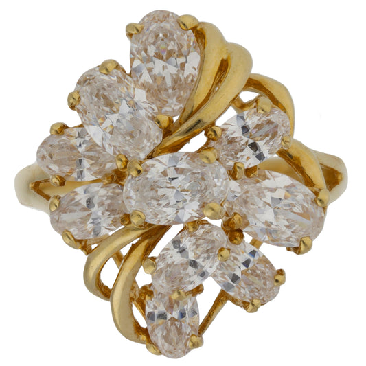 14ct Gold Cubic Zirconia Dress/Cocktail Ring Size N