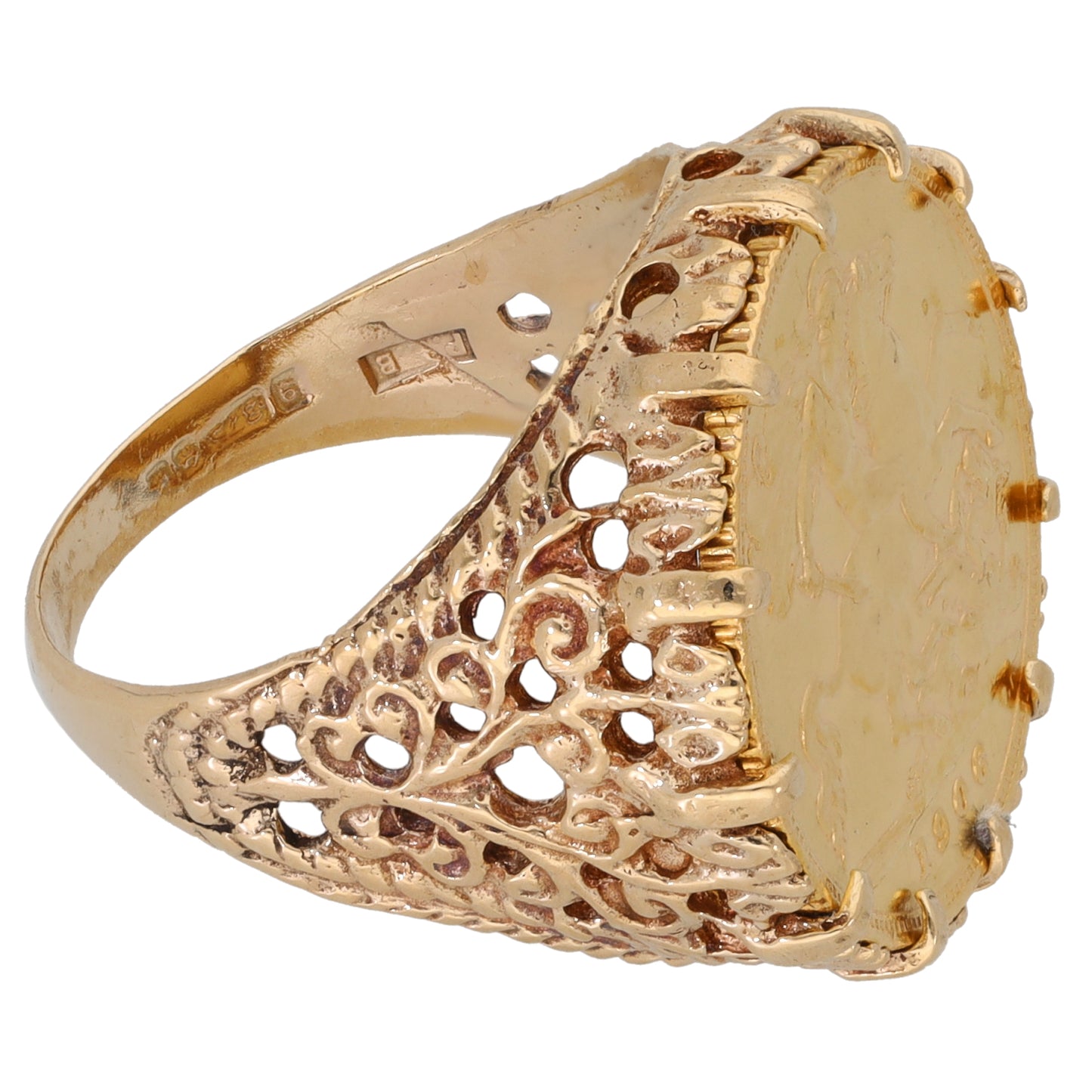 9ct Gold Coin Ring Size O