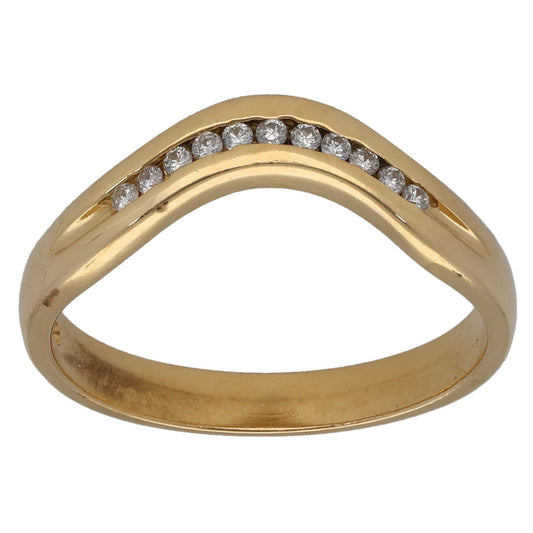 18ct Gold 0.11ct Diamond Wishbone Ring Size M