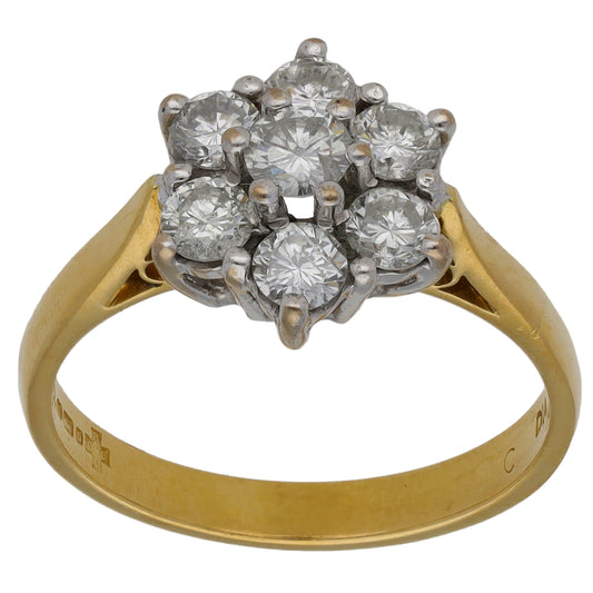 18ct Gold 1.00ct Diamond Cluster Ring Size O