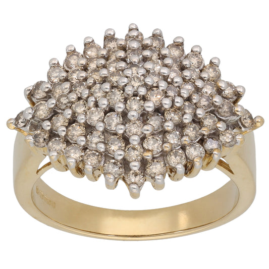 New 9ct Gold 0.99ct Diamond Cluster Ring Sizes L-N