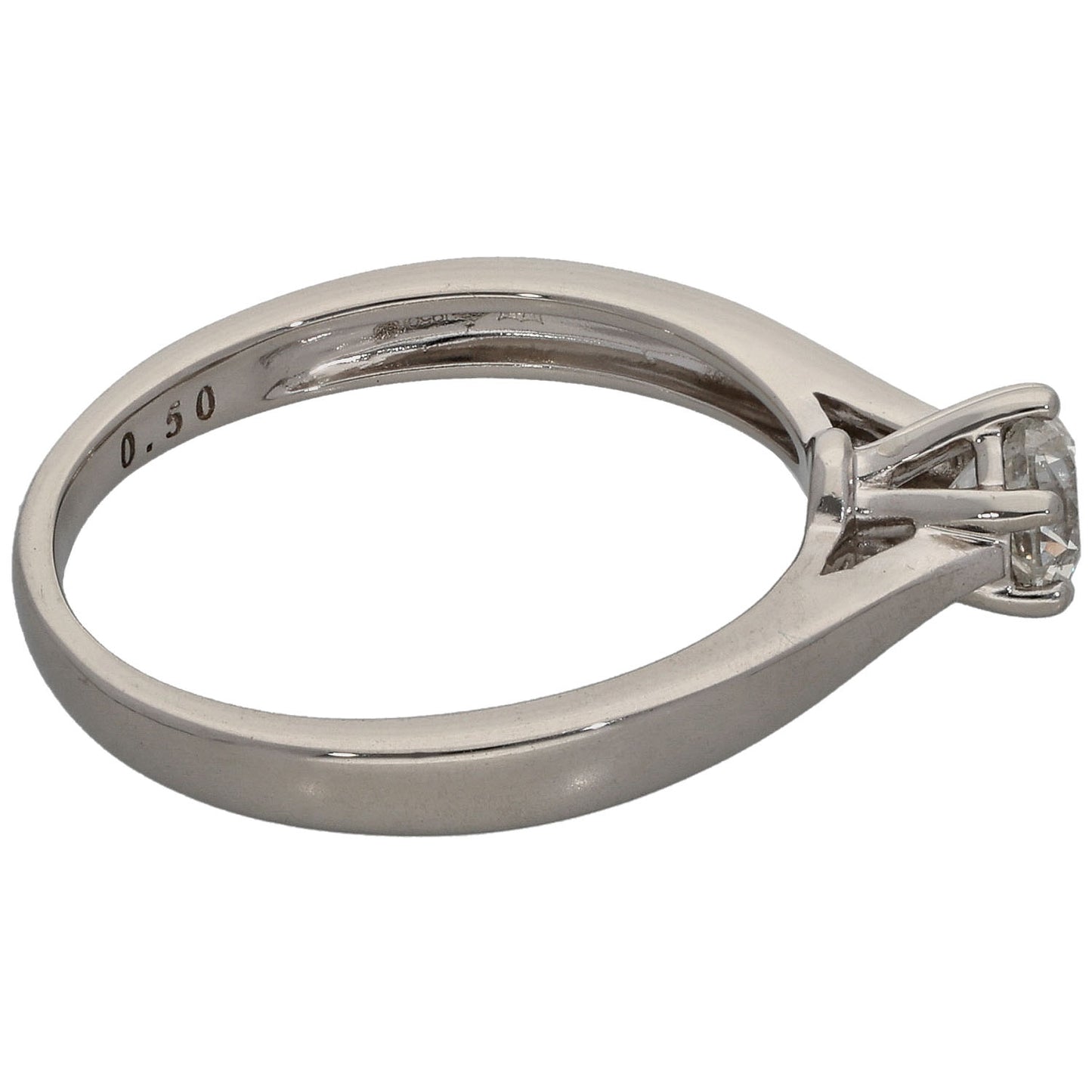 Platinum 0.50ct Diamond Solitaire Ring Size N