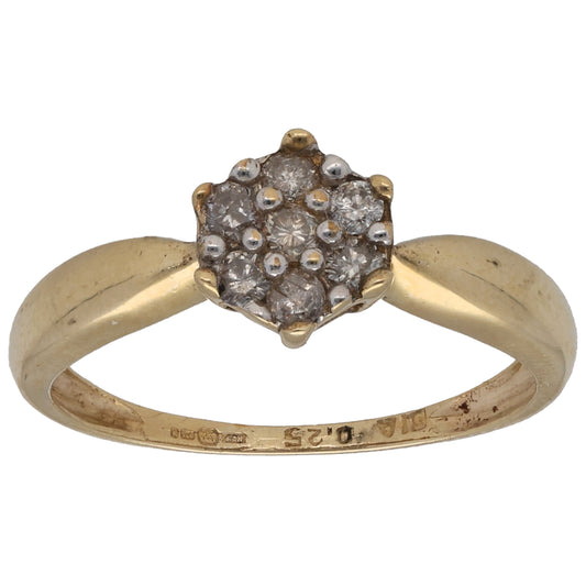 9ct Gold 0.25ct Diamond Cluster Ring Size M
