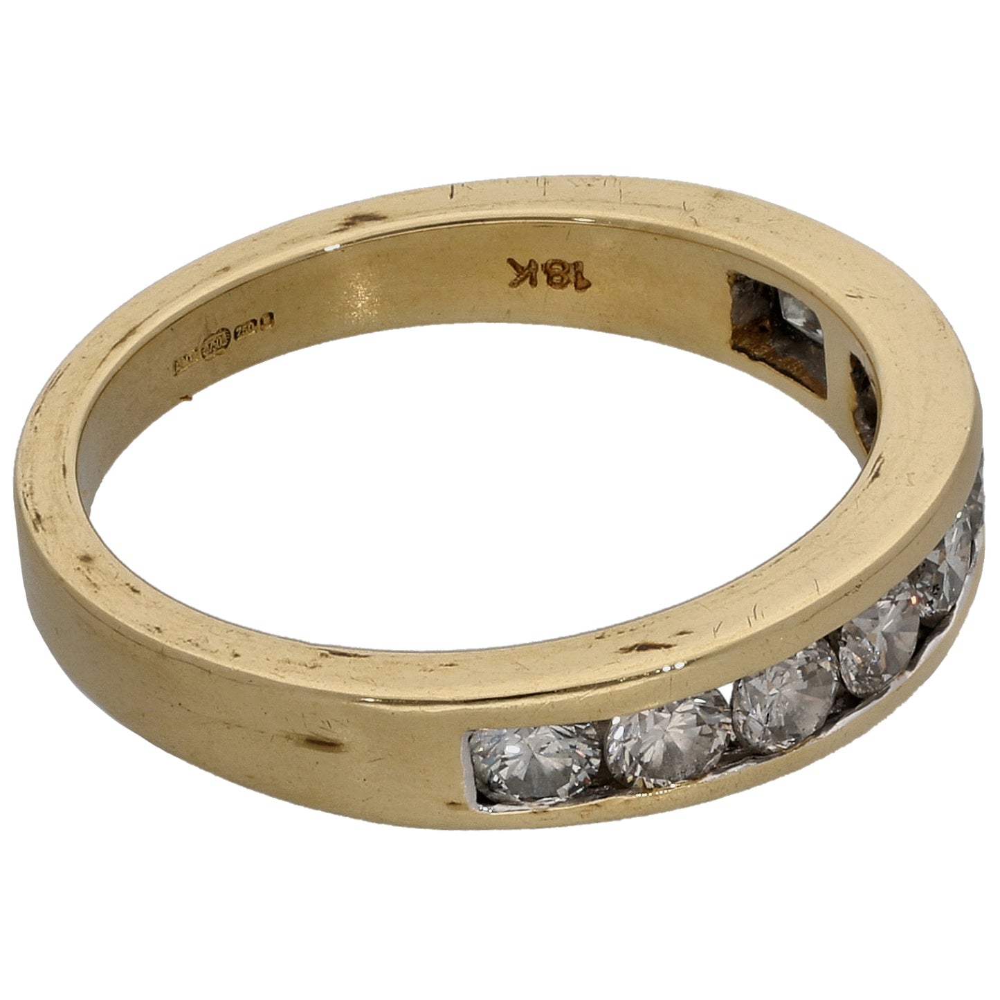 18ct Gold 0.75ct Diamond Half Eternity Ring Size L
