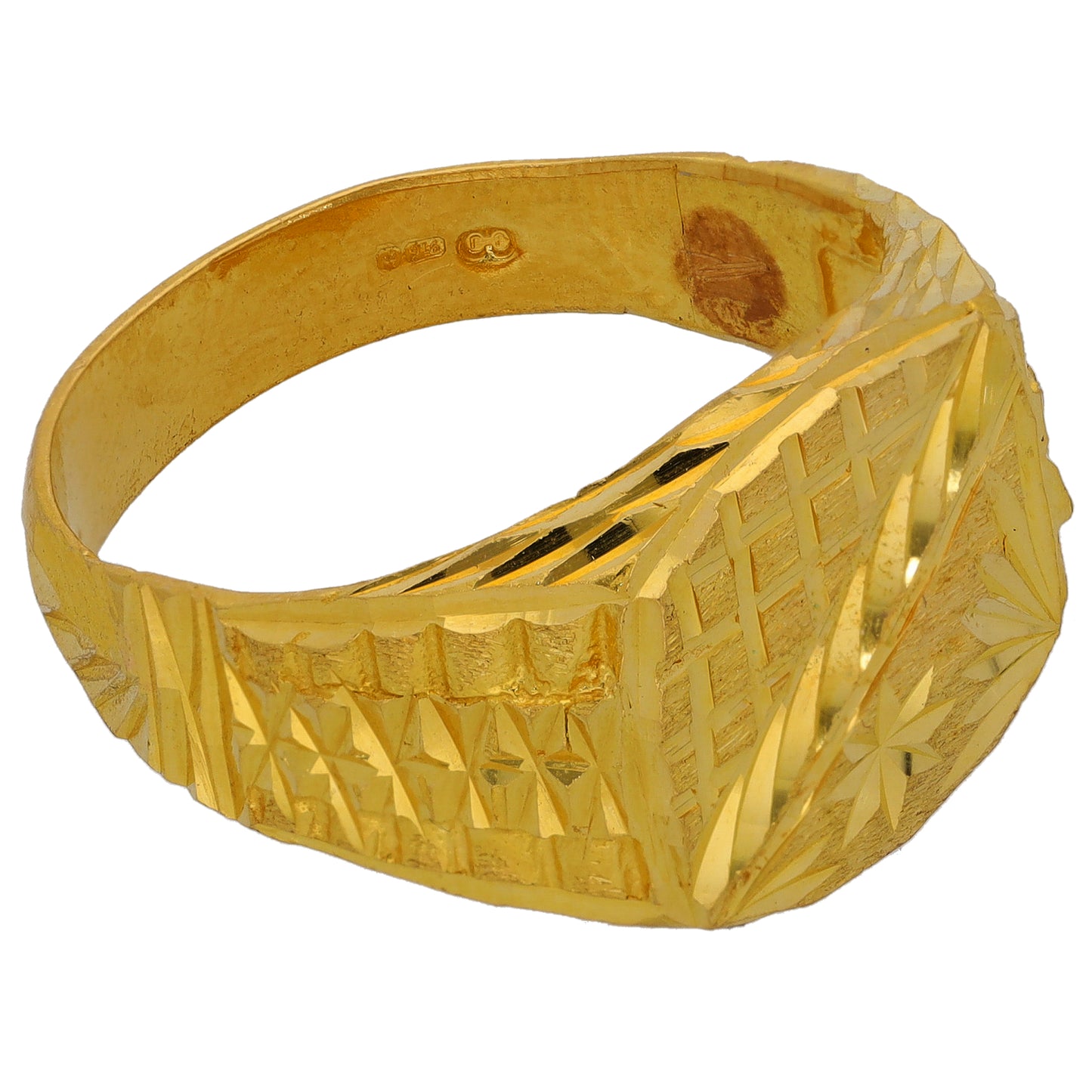22ct Gold Patterned Signet Ring Size Y