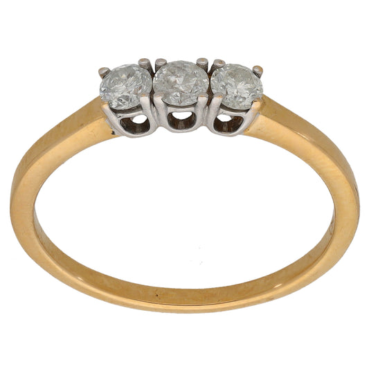 18ct Gold 0.30ct Diamond Trilogy Ring Size O
