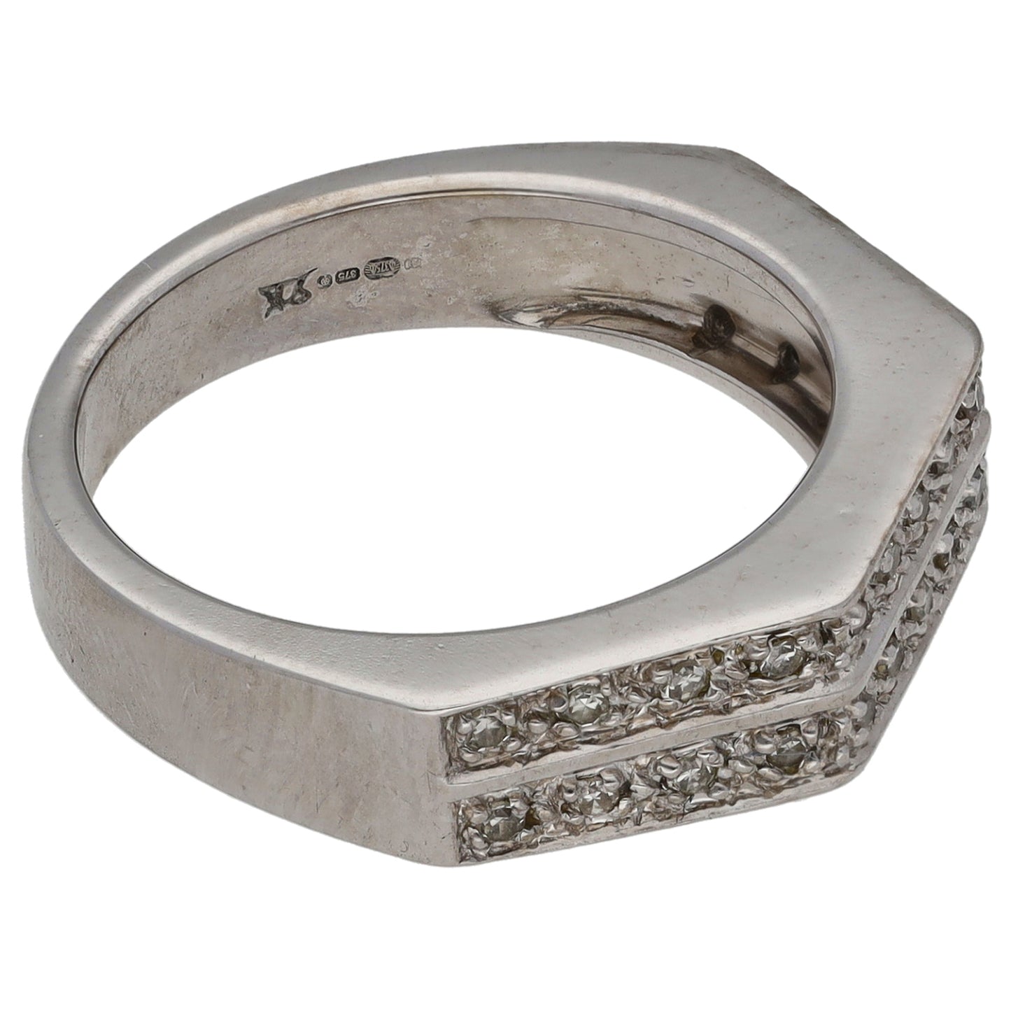9ct White Gold 0.10ct Diamond Alternative Ring Size N