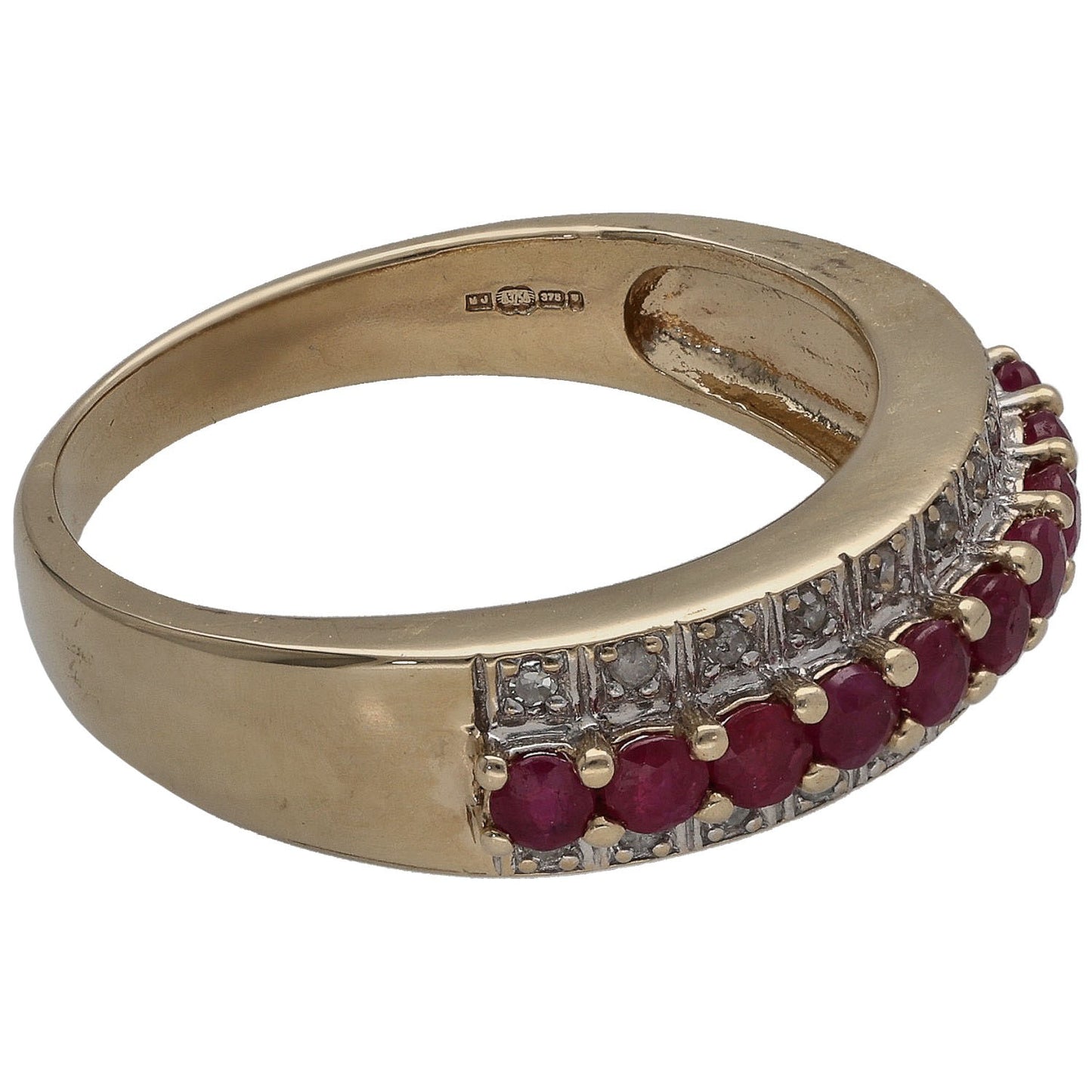 9ct Gold 0.10ct Diamond & Ruby Dress/Cocktail Ring Size P