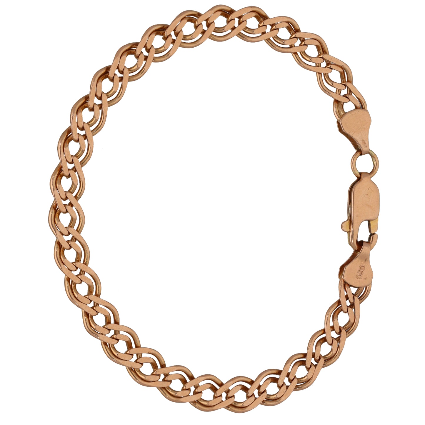 14ct Rose Gold Double Curb Bracelet