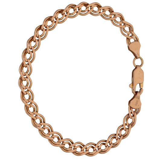 14ct Rose Gold Double Curb Bracelet