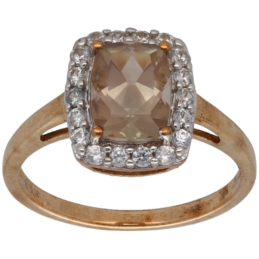 9ct Gold Andesine & Imitation Gems Dress/Cocktail Ring Size M