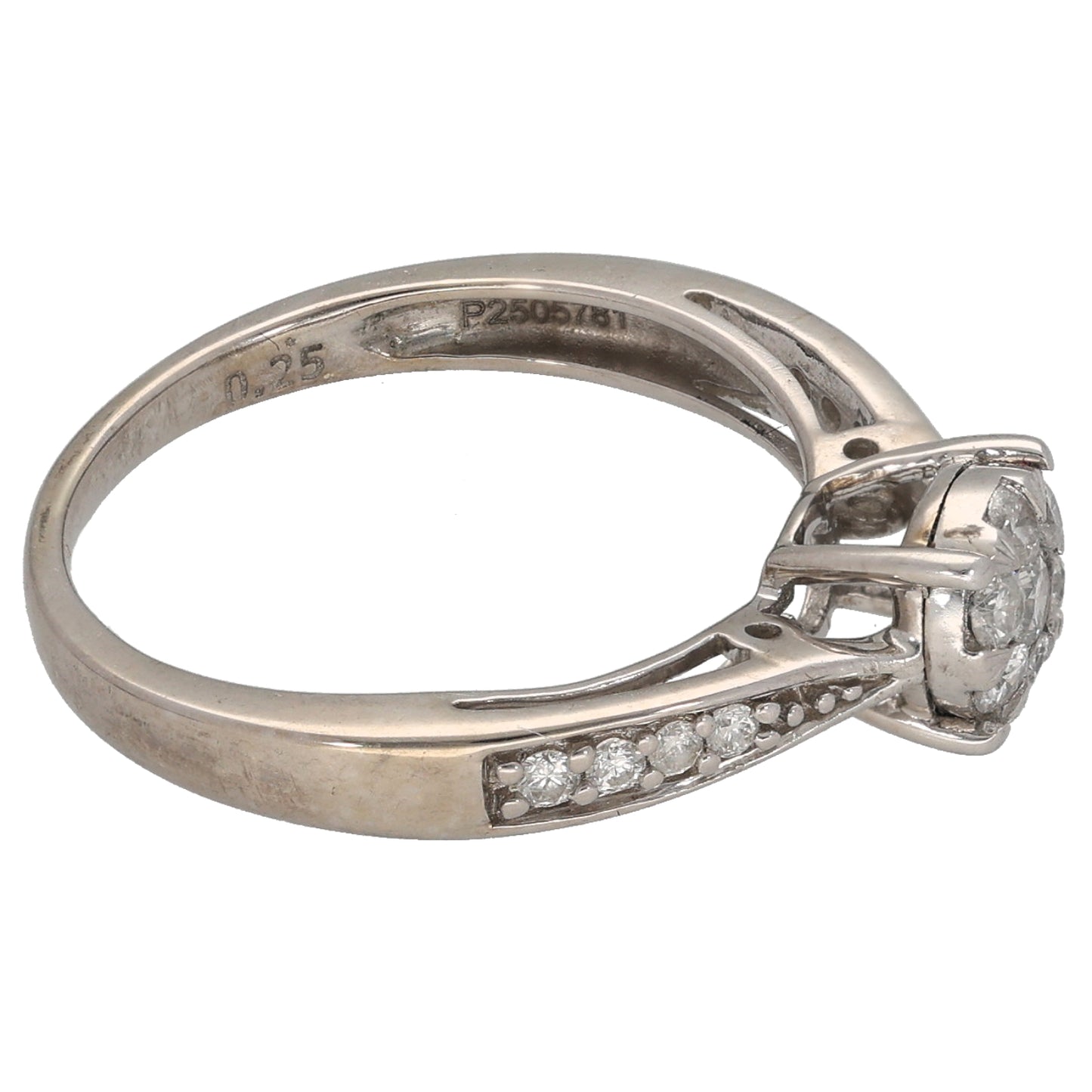 9ct White Gold 0.25ct Diamond Cluster Ring Size K