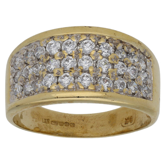 9ct Gold Cubic Zirconia Cluster Ring Size P