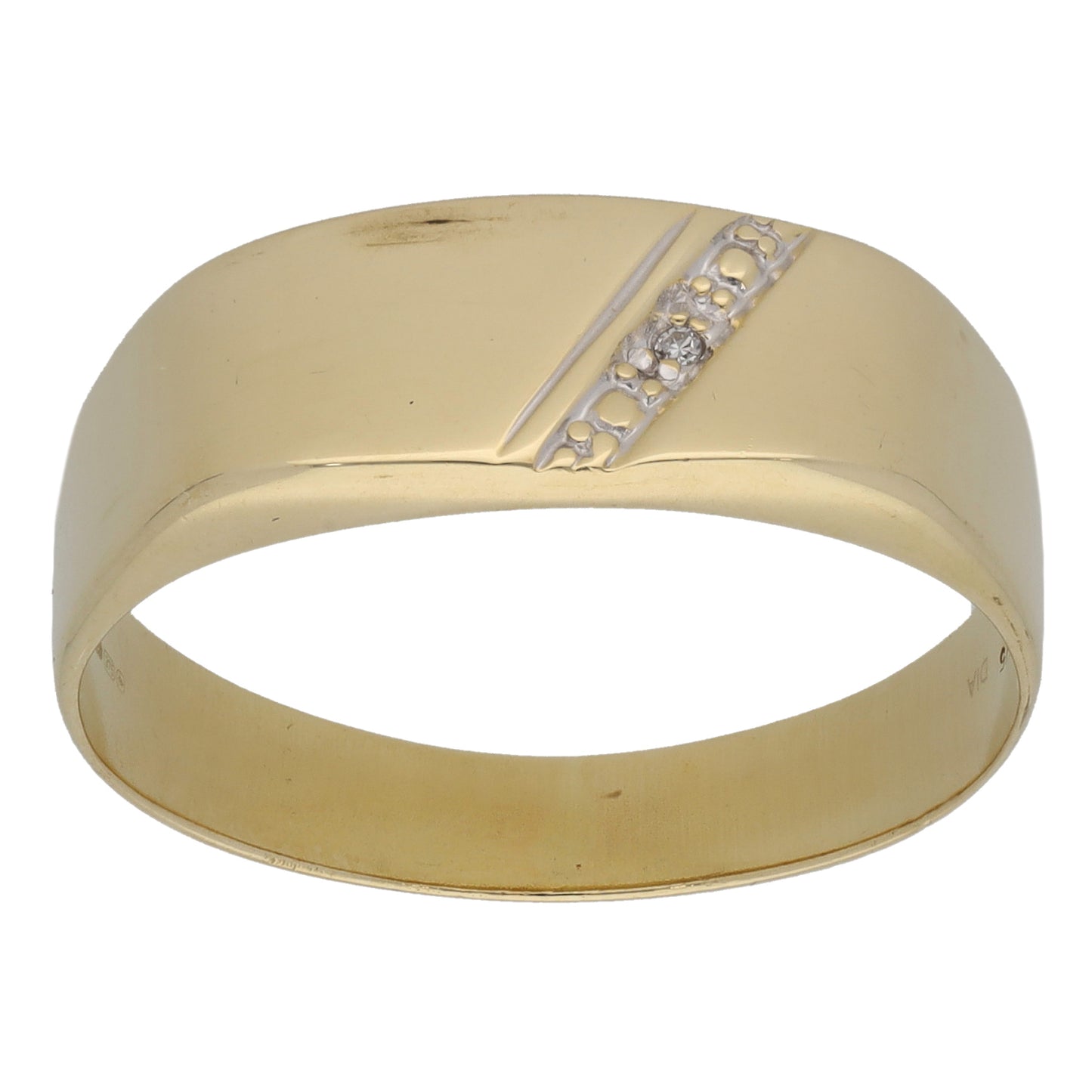 9ct Gold 0.005ct Diamond Signet Ring Size V